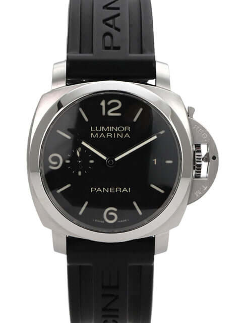 Panerai Luminor 1950 Marina Automatik 3 Days PAM00312, 44 mm Edelstahl, schwarzes Zifferblatt, Kautschukband