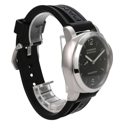 Panerai Luminor 1950 Marina Automatik 3 Days PAM00312, schwarze Uhr mit Edelstahlgehäuse und Kautschukband