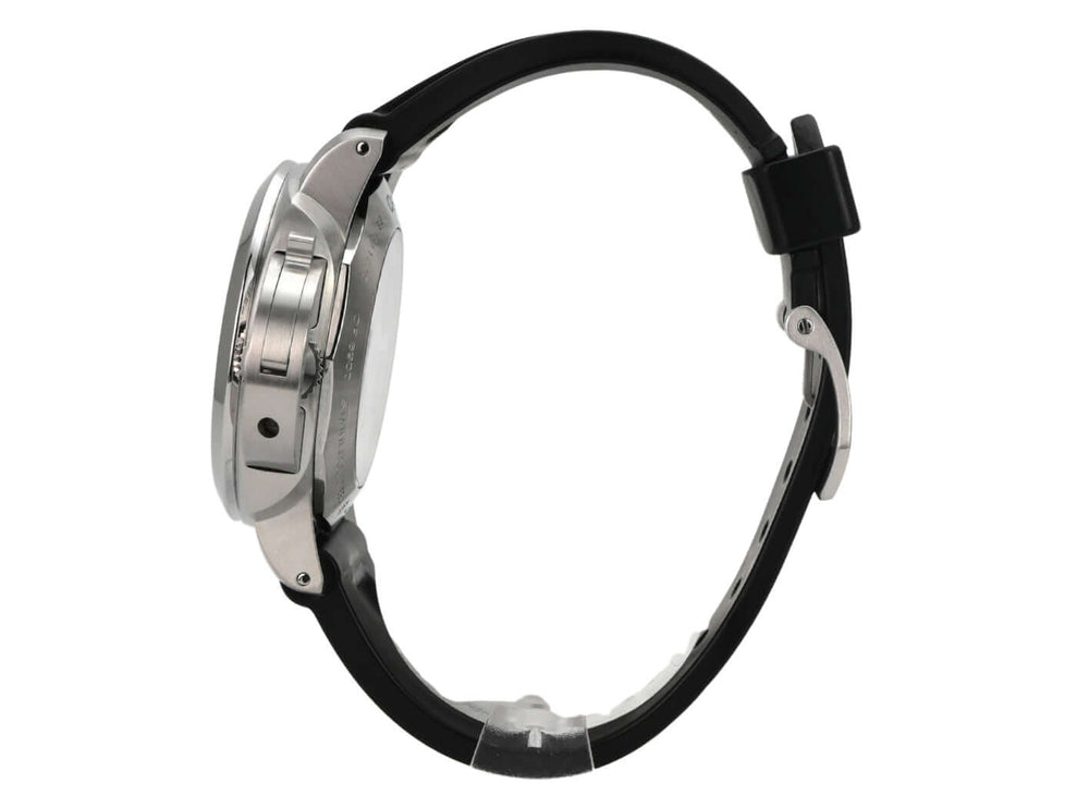 Panerai Luminor 1950 Marina Automatik 3 Days PAM00312, Seitenansicht aus Edelstahl mit schwarzem Kautschukband