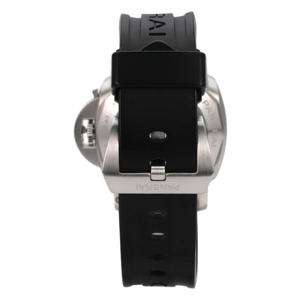 Panerai Luminor 1950 Marina Automatik 3 Days PAM00312 Rückansicht mit schwarzem Kautschukband