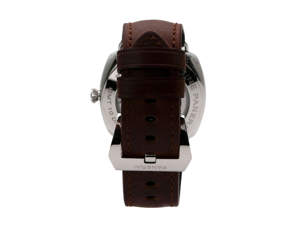 Panerai Radiomir PAM00323 Armband aus braunem Leder und polierter Edelstahl-Dornschließe.