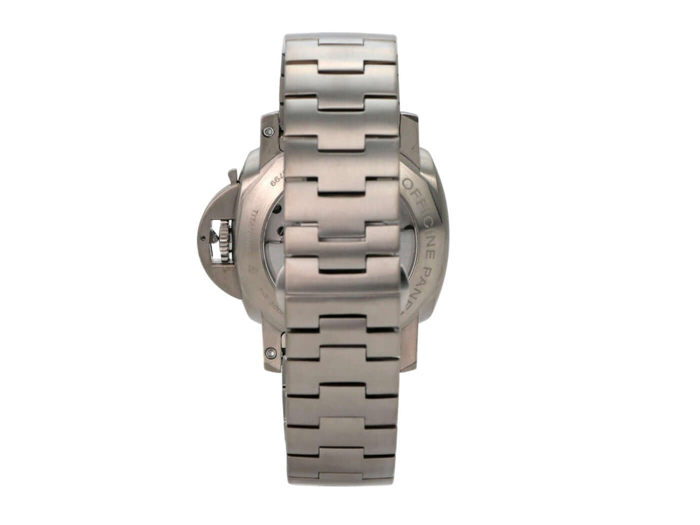 Panerai Luminor Marina 1950 3 Days Automatic Titanio PAM00352 Uhr aus Titan von hinten mit Armband