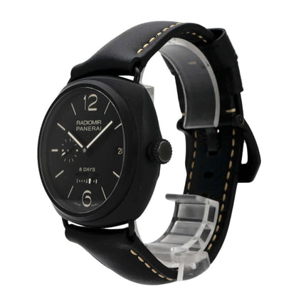 Panerai Radiomir 8 Days Ceramic PAM00384 Uhr mit schwarzem Keramikgehäuse und schwarzem Lederarmband