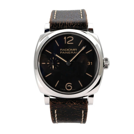 Panerai Radiomir 1940 3 Days PAM00514 Uhr mit schwarzem Zifferblatt und braunem Lederarmband