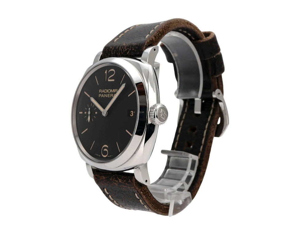Panerai Radiomir 1940 3 Days PAM00514 mit schwarzem Zifferblatt und braunem Lederarmband
