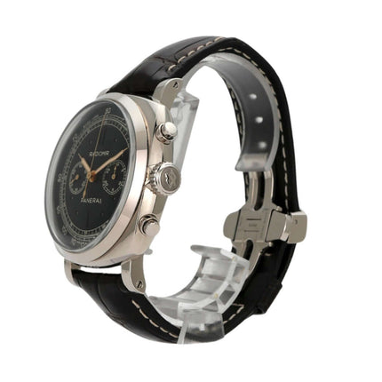 Panerai Radiomir 1940 Chronograph Oro Bianco PAM00520, 45mm Gehäuse aus 18kt Weißgold, schwarzes Lederband.