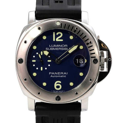 Panerai Luminor Submersible Automatic Acciaio Blue 44 PAM00731, blaue Taucheruhr mit Edelstahlgehäuse und Kautschukband