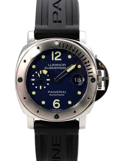 Panerai Luminor Submersible Automatic Acciaio Blue 44 PAM00731, blaue Taucheruhr mit Edelstahlgehäuse und Kautschukband