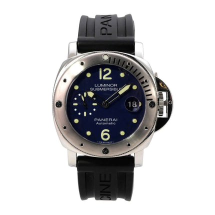 Panerai Luminor Submersible Automatic Acciaio Blue 44 PAM00731 Uhr mit blauem Zifferblatt und schwarzem Kautschukband