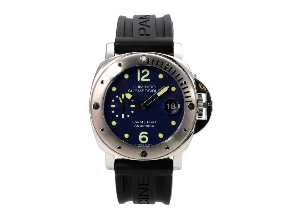 Panerai Luminor Submersible Automatic Acciaio Blue 44 PAM00731 Uhr mit blauem Zifferblatt und schwarzem Kautschukband