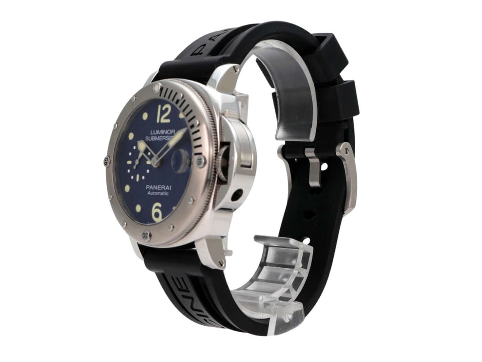 Panerai Luminor Submersible Automatic Acciaio Blue 44 PAM00731 Uhr mit blauem Zifferblatt und Kautschukband
