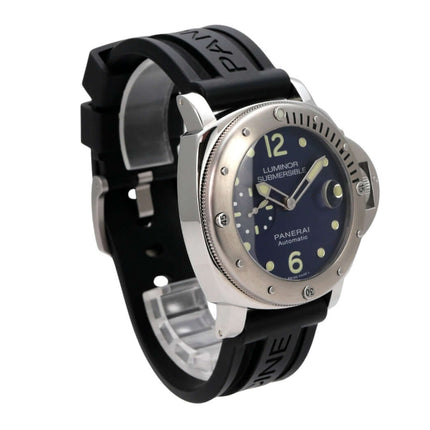 Panerai Luminor Submersible Automatic Acciaio Blue 44 PAM00731 Uhr mit blauem Zifferblatt und schwarzem Kautschukband
