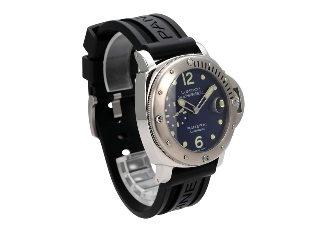 Panerai Luminor Submersible Automatic Acciaio Blue 44 PAM00731 Uhr mit blauem Zifferblatt und schwarzem Kautschukband