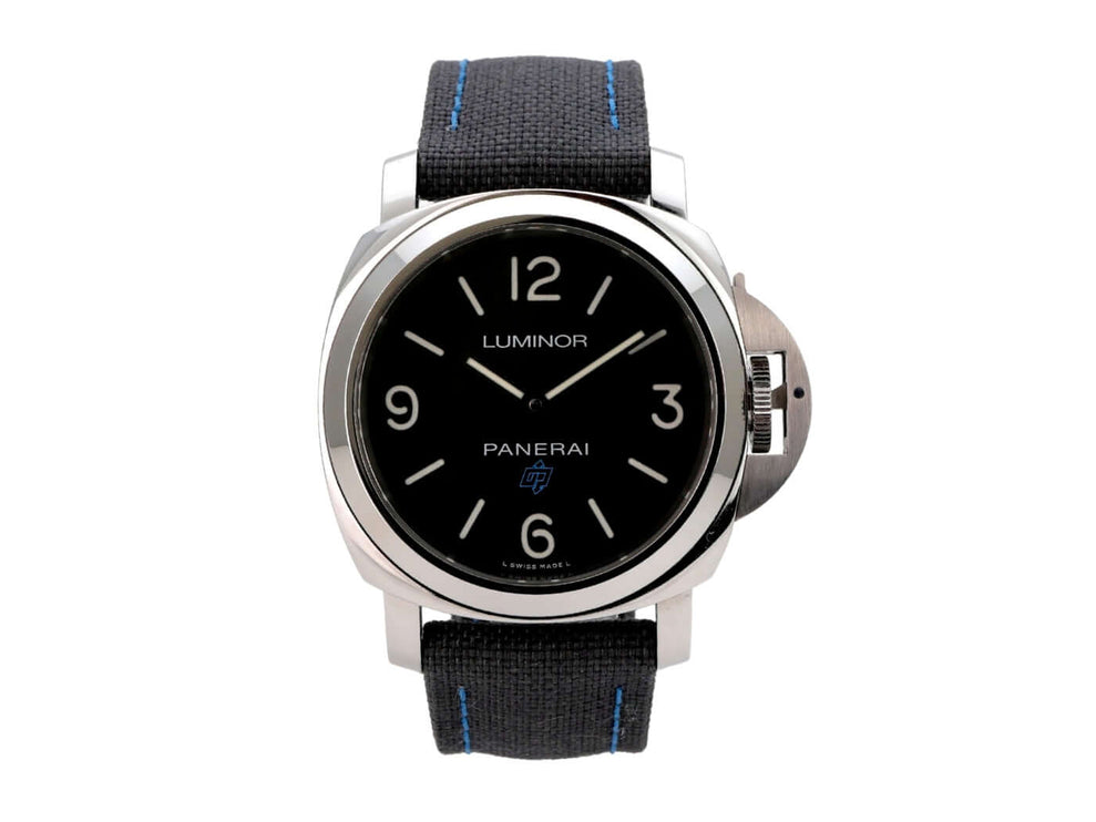 Panerai Luminor Base Logo Acciaio 44 PAM00774 mit schwarzem Zifferblatt und Textilarmband