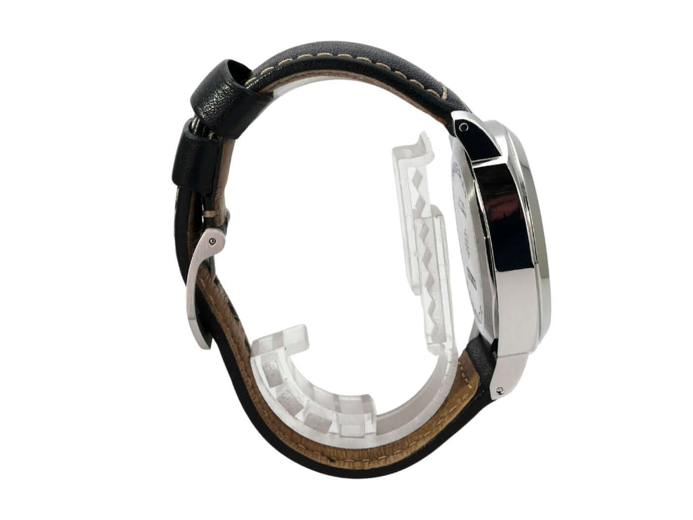 Panerai Luminor Blu Mare 44 PAM01085 Uhrseite mit blauem Lederarmband und poliertem Edelstahlgehäuse