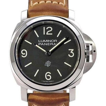 Panerai Luminor Base Logo 44 PAM01086 mit braunem Lederarmband und schwarzem Zifferblatt