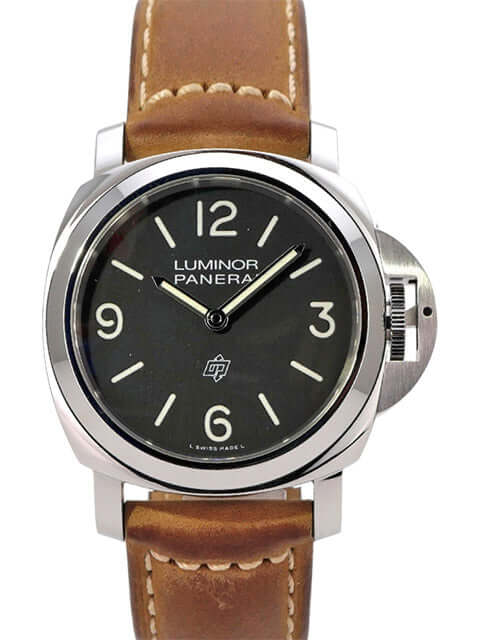Panerai Luminor Base Logo 44 PAM01086 mit braunem Lederarmband und schwarzem Zifferblatt