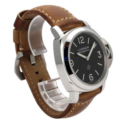 Panerai Luminor Base Logo 44 PAM01086 Uhr mit braunem Lederarmband und schwarzem Zifferblatt
