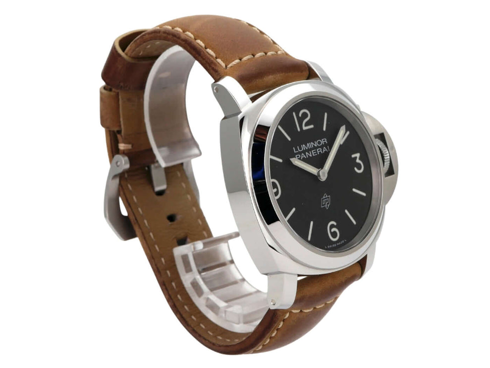 Panerai Luminor Base Logo 44 PAM01086 Uhr mit braunem Lederarmband und schwarzem Zifferblatt
