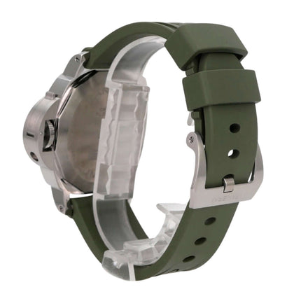 Panerai Luminor Base Logo 44 PAM01087 aus Edelstahl mit grünem Kautschukband und Dornschließe