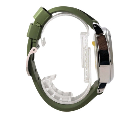 Panerai Luminor Base Logo 44 PAM01087 mit grünem Kautschukband und Edelstahlgehäuse von der Seite