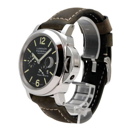 Panerai Luminor Power Reserve PAM01090 Automatikuhr aus Edelstahl mit braunem Lederarmband und schwarzem Zifferblatt