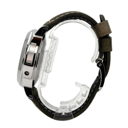 Panerai Luminor Power Reserve PAM01090 Automatikuhr mit Edelstahlgehäuse, schwarzem Zifferblatt und braunem Lederarmband