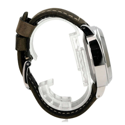 Panerai Luminor Power Reserve PAM01090 Uhr mit braunem Lederarmband und Edelstahlgehäuse, Seitenansicht