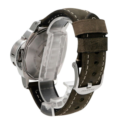 Panerai Luminor Power Reserve PAM01090 Edelstahl-Uhr mit braunem Lederarmband und schwarzem Zifferblatt