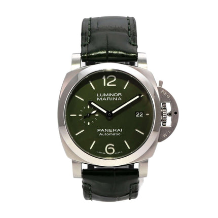 Panerai Luminor Marina Quaranta Verde Militare PAM01304 mit grünem Zifferblatt und Lederarmband