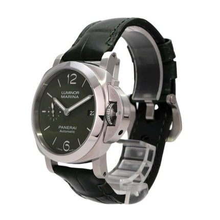 Panerai Luminor Marina Quaranta PAM01304 mit grünem Zifferblatt und Lederarmband