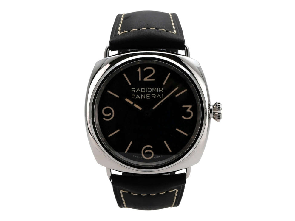 Panerai Radiomir Officine PAM01382 Armbanduhr mit schwarzem Zifferblatt und schwarzem Lederarmband