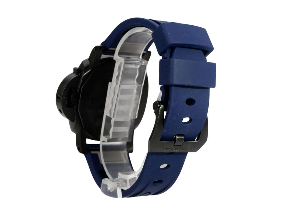 Panerai Luminor Quaranta Steel DLC Luna Rossa PAM01408 mit blauem Kautschukband und Dornschließe aus Stahl