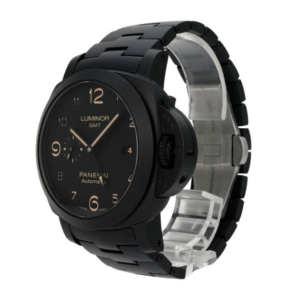 Panerai Luminor 1950 3 Days GMT Automatic Tuttonero PAM01438 schwarze Keramik Uhr mit schwarzem Zifferblatt