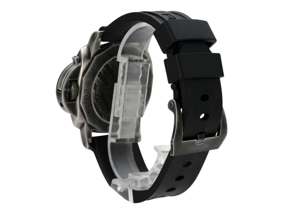 Panerai Luminor Marina Navy Seals PAM01412 Uhr mit schwarzem Kautschukband und Brunito Stahl Gehäuse.