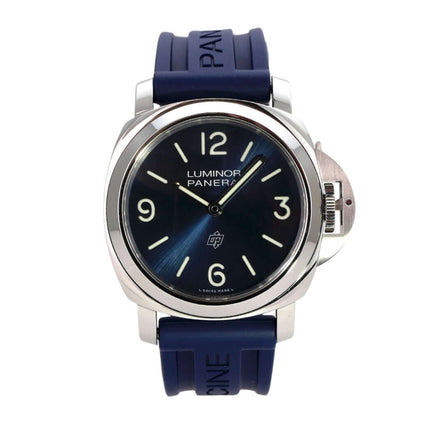 Panerai Luminor Base Logo 44 PAM01623 mit blauem Kautschukband und schwarzem Zifferblatt