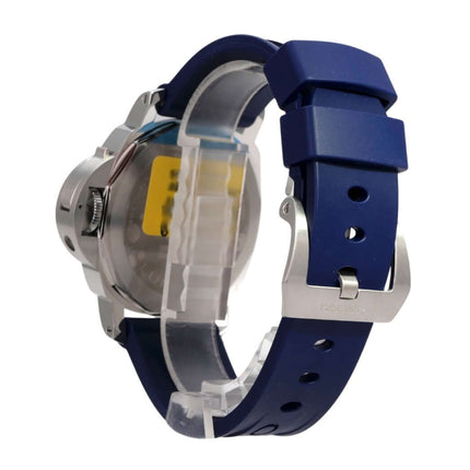 Panerai Luminor Base Logo 44 PAM01623 mit blauem Kautschukband und polierter Edelstahl-Dornschließe
