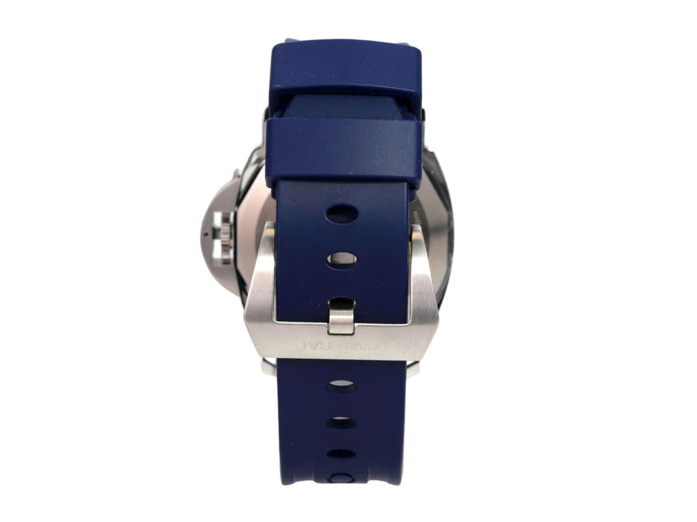 Panerai Luminor Base Logo 44 PAM01623 blaues Kautschukband mit Dornschließe aus poliertem Edelstahl