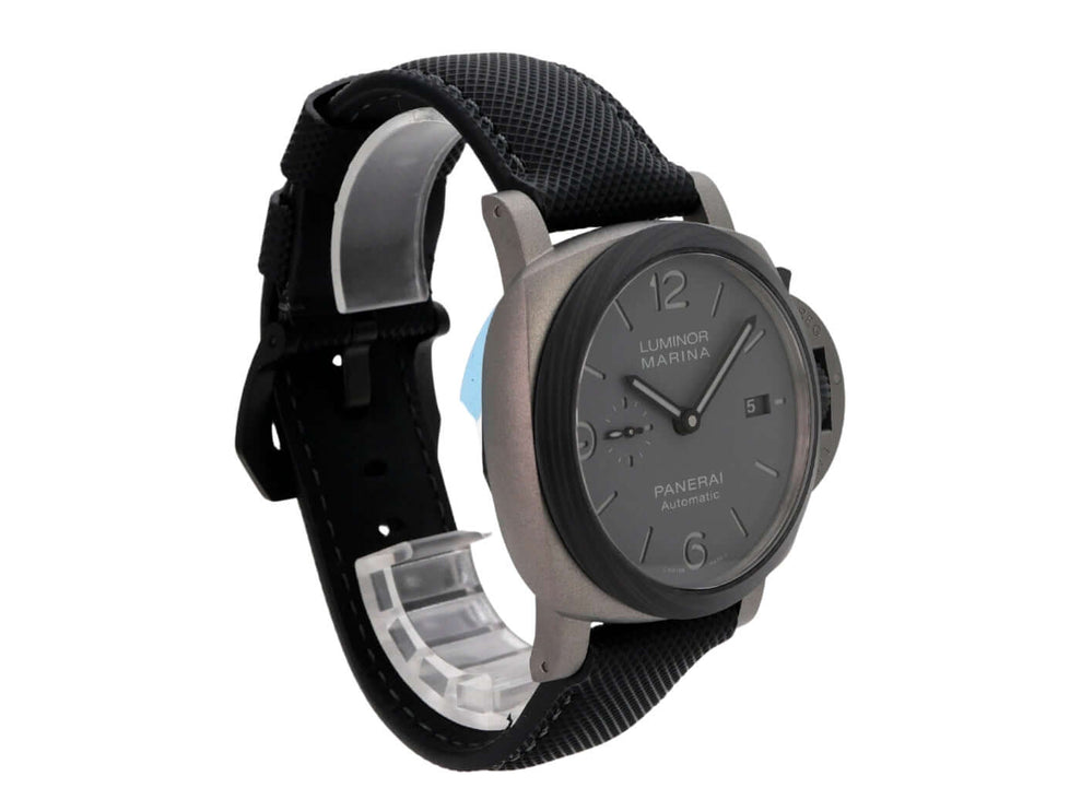 Panerai Luminor Marina 44 TuttoGrigio PAM01662, Titan- und Carbotech-Uhr mit grauem Zifferblatt und schwarzem Textilarmband