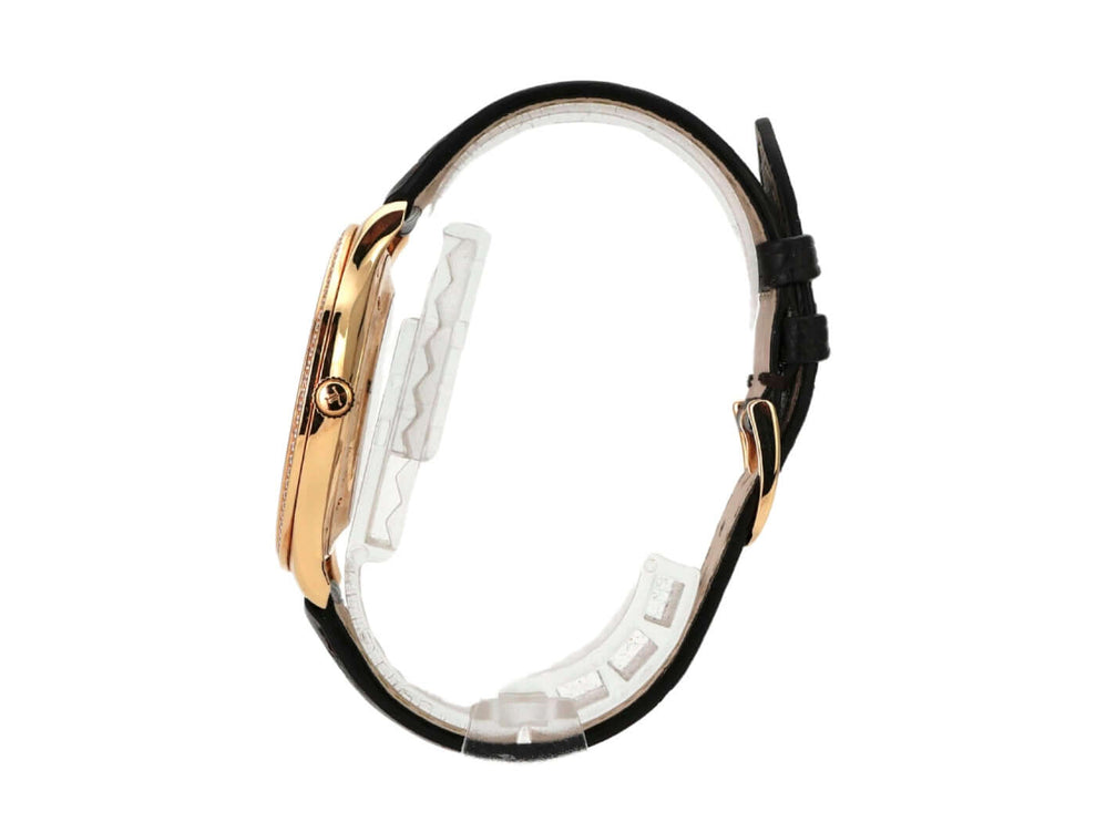 Jaeger-LeCoultre Master Grande Ultra Thin Q1272501 seitliche Ansicht mit schwarzem Alligatorlederband und Roségoldgehäuse
