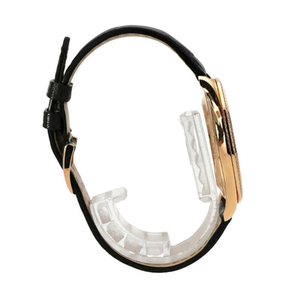 Jaeger-LeCoultre Master Grande Ultra Thin Q1272501, seitliche Ansicht mit braunem Alligatorlederband und poliertem Roségold-Gehäuse.