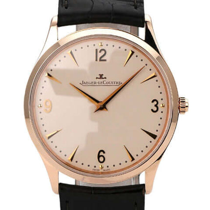 Jaeger-LeCoultre Master Ultra Thin 38 1342420 mit Roségold-Gehäuse und schwarzem Alligatorlederarmband.