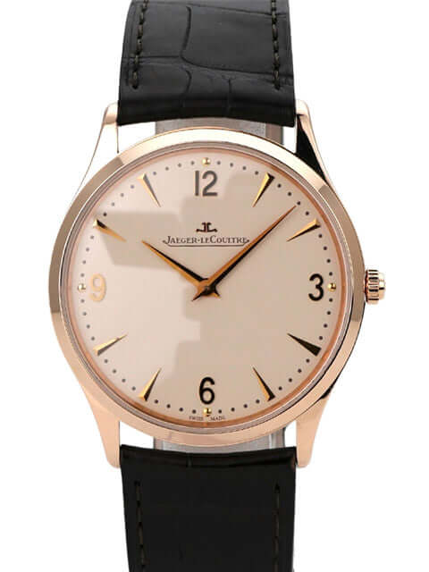 Jaeger-LeCoultre Master Ultra Thin 38 1342420 mit Roségold-Gehäuse und schwarzem Alligatorlederarmband.