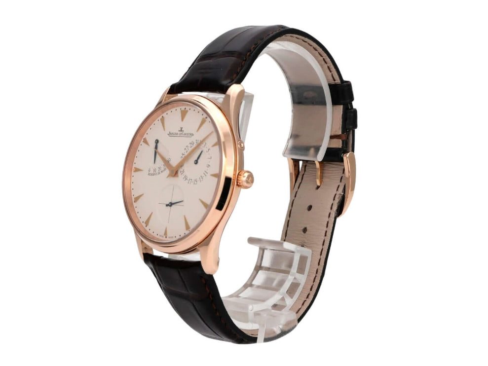 Jaeger-LeCoultre Master Ultra Thin Reserve de Marche Rotgold Q1372520 mit braunem Lederarmband