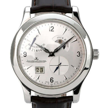 Jaeger-LeCoultre Master Control 8 Days Q1608420 Uhr mit silberfarbenem Zifferblatt und braunem Lederband