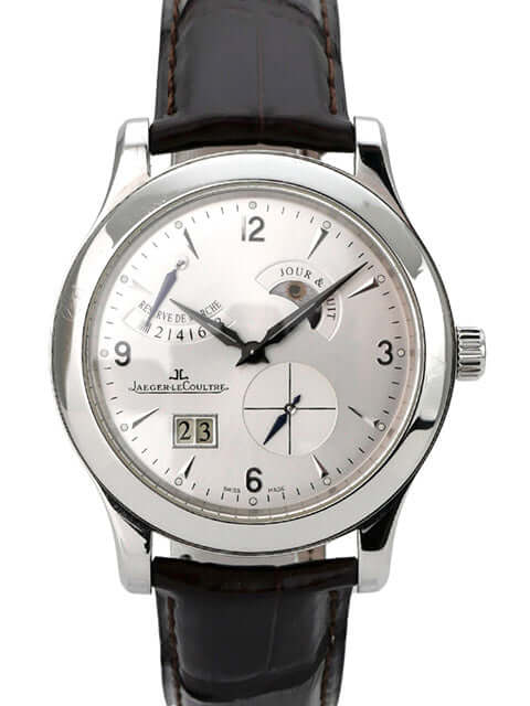 Jaeger-LeCoultre Master Control 8 Days Q1608420 Uhr mit silberfarbenem Zifferblatt und braunem Lederband