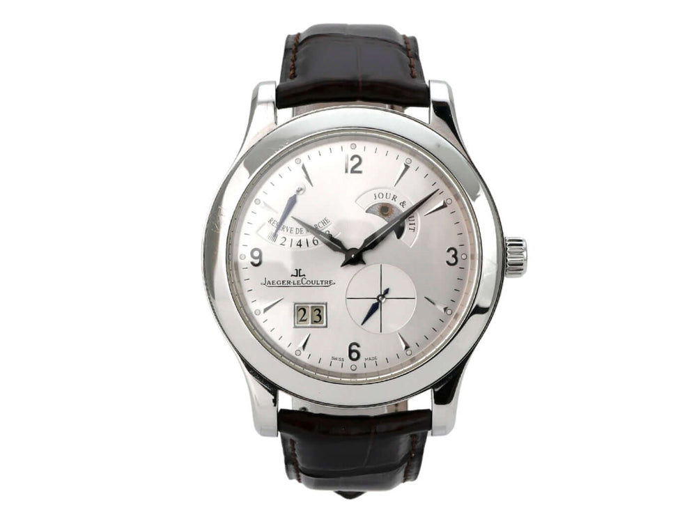 Jaeger-LeCoultre Master Control 8 Days Q1608420 Uhr mit silberfarbenem Zifferblatt und braunem Lederband
