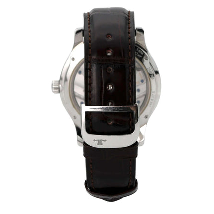 Jaeger-LeCoultre Master Control 8 Days Q1608420 Rückansicht mit braunem Lederband und Edelstahlgehäuse