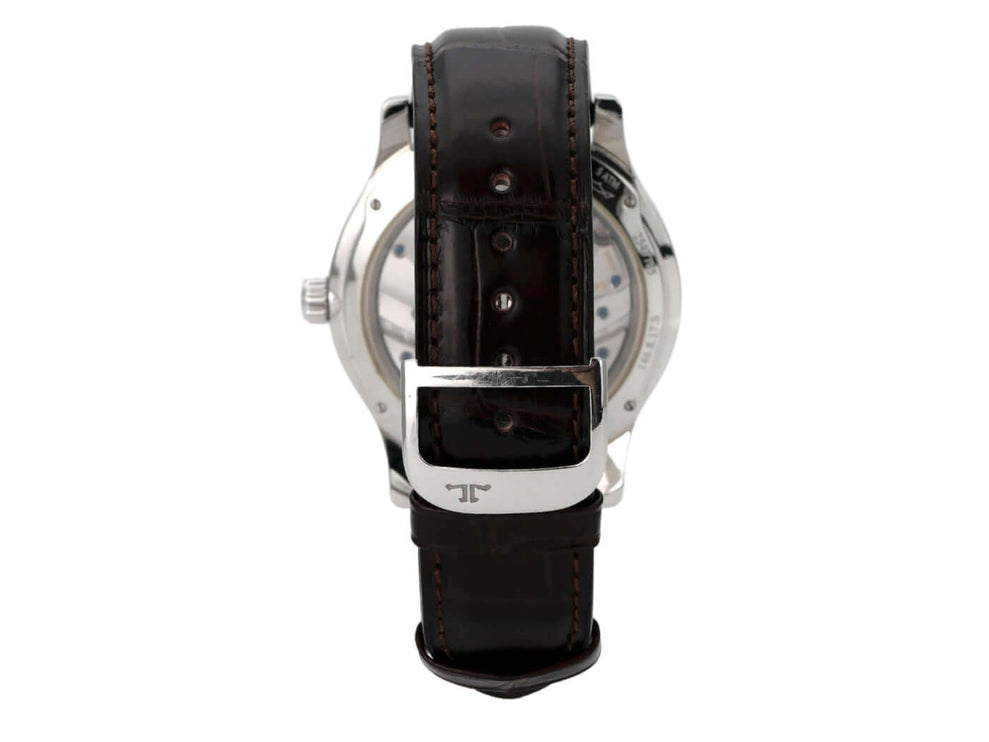 Jaeger-LeCoultre Master Control 8 Days Q1608420 Rückansicht mit braunem Lederband und Edelstahlgehäuse
