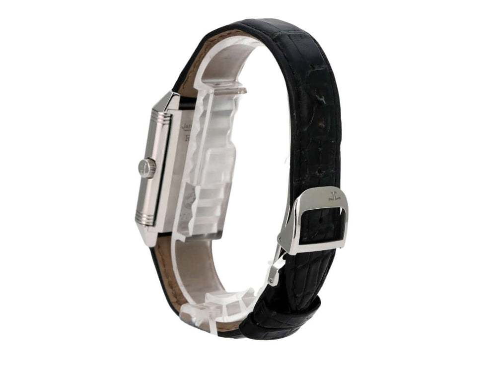 Jaeger-LeCoultre Reverso Grande Taille Q2708411 Uhr aus Edelstahl mit schwarzem Lederarmband und Faltschließe